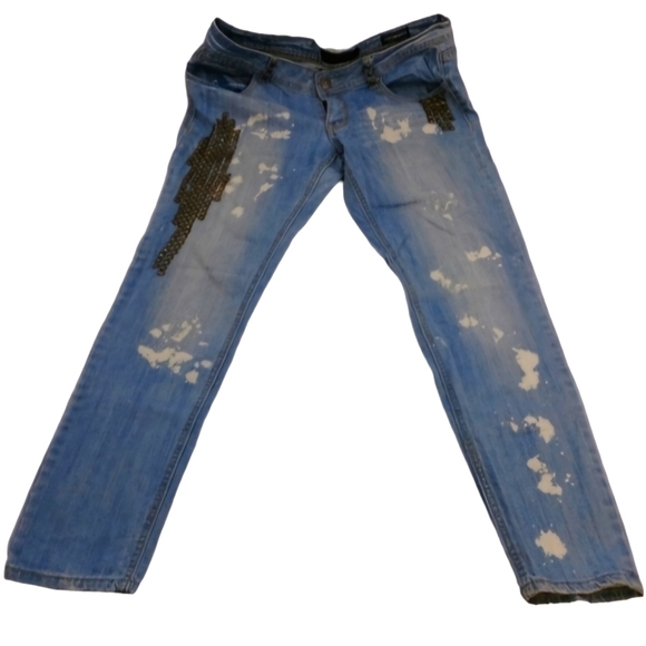 Rocawear Hannah Skinny Leg Studded Bleach Splashed Jeans Size 13 - Picture 3 of 8